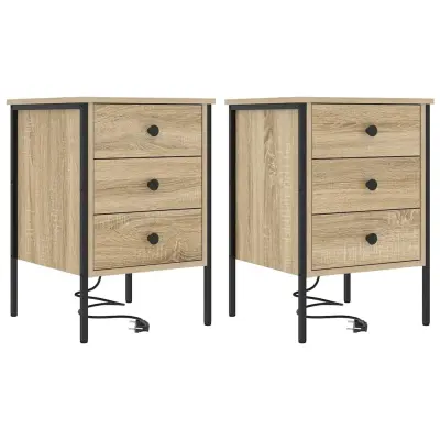 vidaXL Nočna omarica s predalom 2 pcs sonoma hrast 42 x 41 x 61 cm