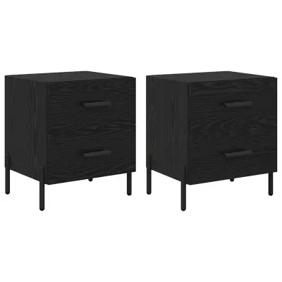 vidaXL Nočna omarica s predalom 2 pcs Črni hrast 40 x 35 x 47.5 cm