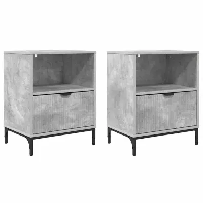 vidaXL Posteljne mize s predalom 2 pcs Betonsko siva 49 x 36 x 61 cm