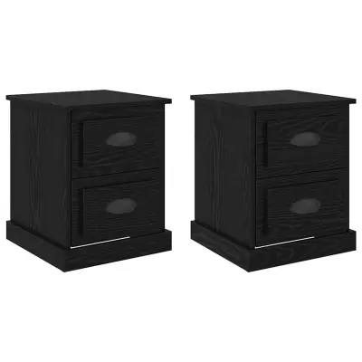 vidaXL Nočna omarica s predalom 2 pcs Črni hrast 39 x 39 x 47.5 cm