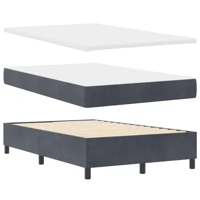vidaXL Postelja z vzmetnico z vzmetnico Temno siva 120 x 190 cm Žamet