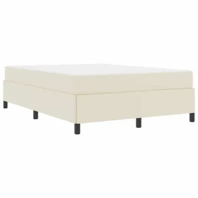 vidaXL Posteljni okvir z vzmetnico krema 140 x 190 cm Umetna koža