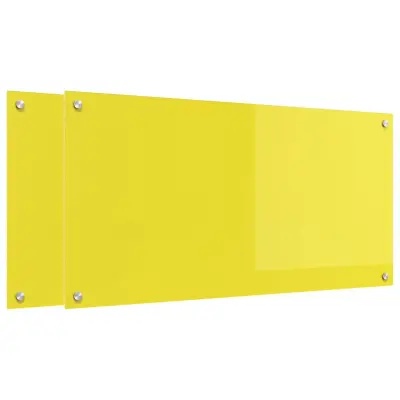 vidaXL Zaščita za kuhinjo 2 pcs Rumena 100 x 50 cm kaljeno steklo