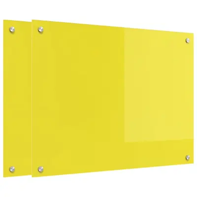 vidaXL Zaščita za kuhinjo 2 pcs Rumena 80 x 60 cm kaljeno steklo