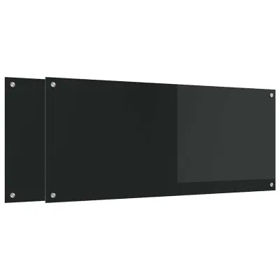 vidaXL Zaščita za kuhinjo 2 pcs Črna 120 x 50 cm kaljeno steklo
