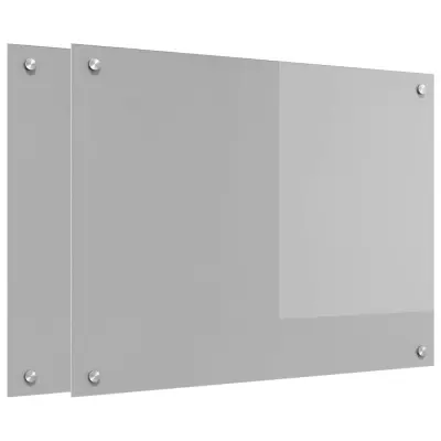vidaXL Zaščita za kuhinjo 2 pcs Svetlo siva 80 x 60 cm kaljeno steklo