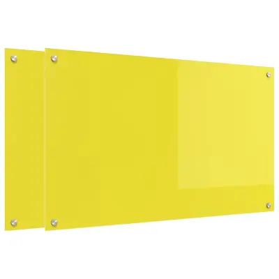 vidaXL Zaščita za kuhinjo 2 pcs Rumena 100 x 60 cm kaljeno steklo