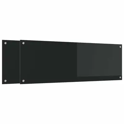 vidaXL Zaščita za kuhinjo 2 pcs Črna 120 x 40 cm kaljeno steklo