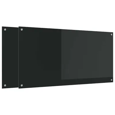 vidaXL Zaščita za kuhinjo 2 pcs Črna 120 x 60 cm kaljeno steklo
