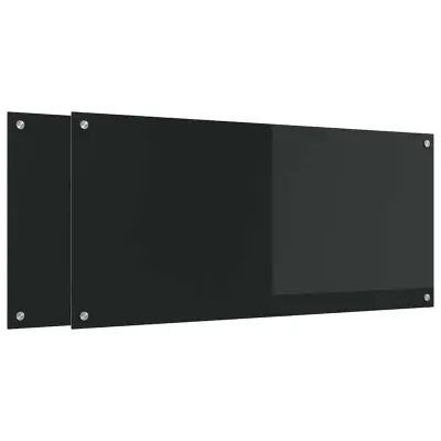 vidaXL Zaščita za kuhinjo 2 pcs Črna 110 x 50 cm kaljeno steklo