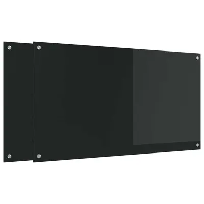 vidaXL Zaščita za kuhinjo 2 pcs Črna 110 x 60 cm kaljeno steklo