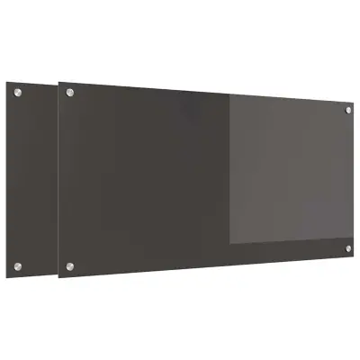 vidaXL Zaščita za kuhinjo 2 pcs Temno siva 100 x 50 cm kaljeno steklo