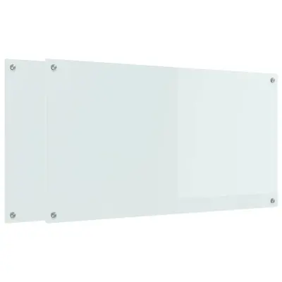 vidaXL Zaščita za kuhinjo 2 pcs Bela 110 x 60 cm kaljeno steklo
