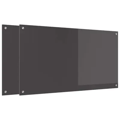 vidaXL Zaščita za kuhinjo 2 pcs Temno siva 110 x 60 cm kaljeno steklo