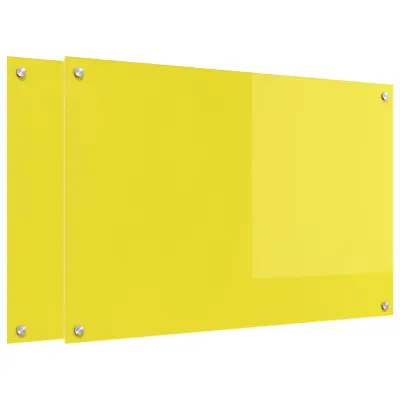 vidaXL Zaščita za kuhinjo 2 pcs Rumena 90 x 60 cm kaljeno steklo