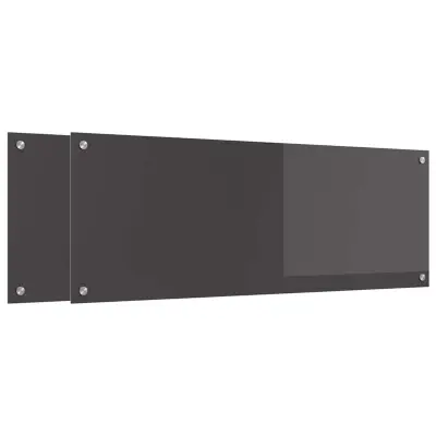 vidaXL Zaščita za kuhinjo 2 pcs Temno siva 110 x 40 cm kaljeno steklo