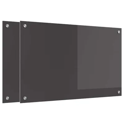 vidaXL Zaščita za kuhinjo 2 pcs Temno siva 80 x 50 cm kaljeno steklo