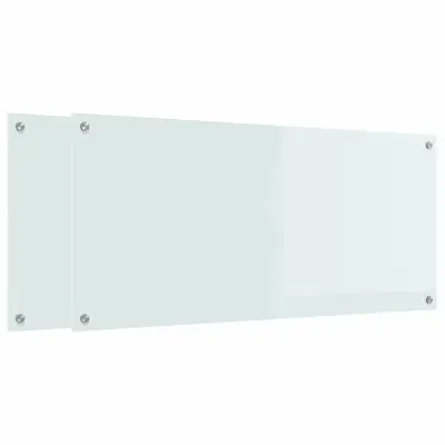 vidaXL Zaščita za kuhinjo 2 pcs Bela 110 x 50 cm kaljeno steklo