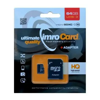 IMRO POMNILNIŠKA KARTICA MICROSDXC 64GB ZA TELEFONE TABLICE UHS-3 VISOKA KAKOVOST