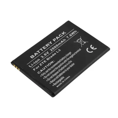 Baterija za ZTE Blade L3 Li-ion 3.8V 2000mAh 7.6Wh Ref Li3820T43P3h785439, Črna