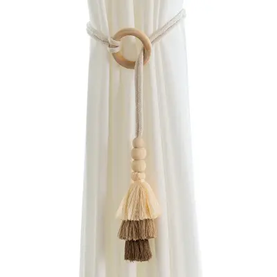 Komplet 2 Bohinjskih Lesenih Obročkov z Resicami za Zavese - Nastavljivi Držalniki