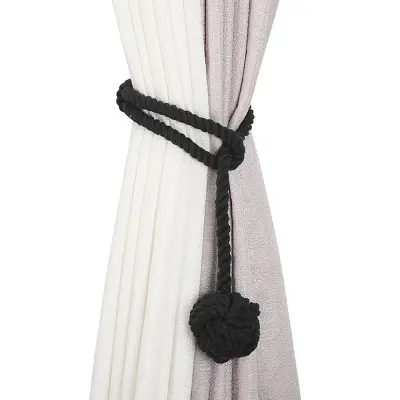 Ročno izdelani bombažni vrvi za zavese z vozlom - Komplet 2, Nordijski stil Black