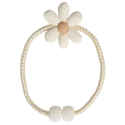 Komplet 2 okrasnih držal za zavese z rožami in biseri - okrasni dodatki Beige