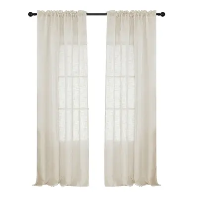 Bohemian Linen Videz Polprosojne Zavese z Žepki - Okenske Plošče  M