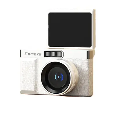 Retro digitalni fotoaparat z dvojno lečo, 5x optičnim zoomom in LCD zaslonom White