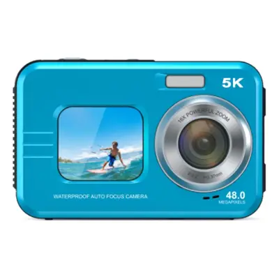 5K Vodoodporni Digitalni Fotoaparat z Dvojno Kamero za Družinsko Uporabo Blue