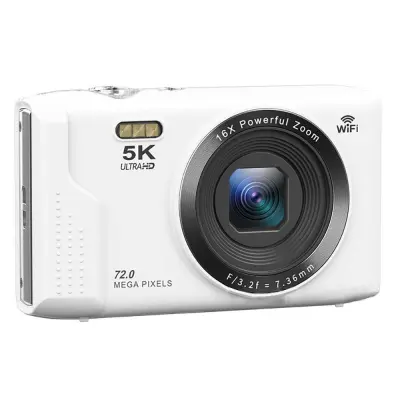 Kompaktni digitalni fotoaparat s 72MP, 5K videom in 16x zoomom White