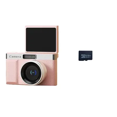 Visoka ločljivost Dvojna leča Retro Digitalni fotoaparat s 32 GB TF kartico Pink
