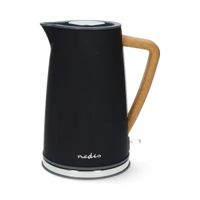 Nedis, 1,7L električni čajnik Soft Touch 2200W z regulatorjem Strix, Črna