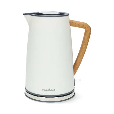 Nedis, 1,7L električni čajnik Soft Touch 2200W z regulatorjem Strix, Bela