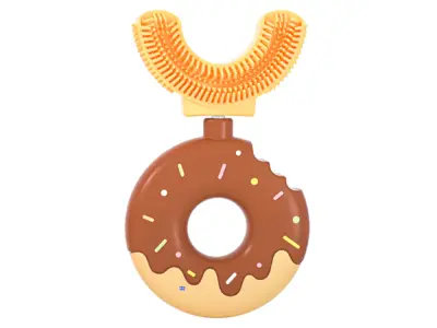 TechKidz, Otroški silikonski model U Zobna ščetka Donuts, Rumena