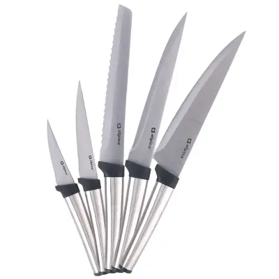 Alpina, Set kuhinjskih nožev, 5 kosov, iz nerjavečega jekla, večnamenski, Črna / Srebrna