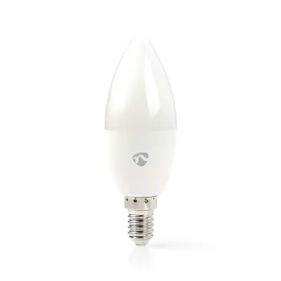 Nedis, Povezana žarnica Wi-Fi LED 4,9W 470lm E14 oblika plastične sveče, Bela