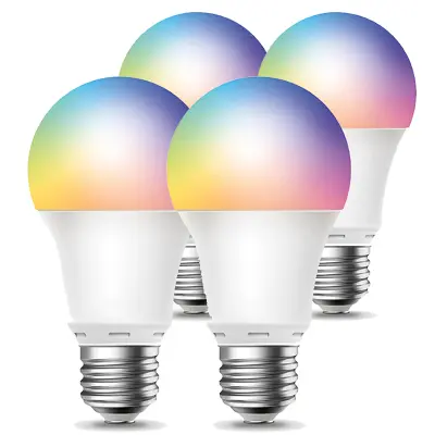 Paket 4 povezljivih žarnic Wi-Fi/Bluetooth LED RGB 9W E27, Bela