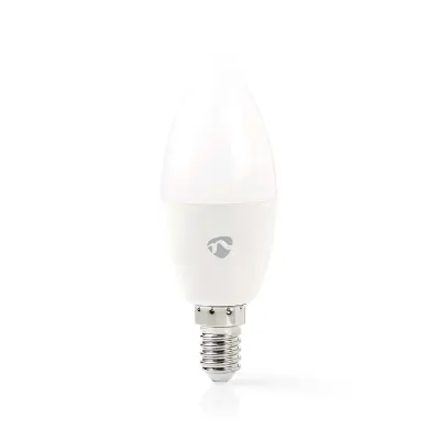 Nedis, Povezovalna žarnica Wi-Fi LED RGB 4,9W 470lm E14 oblika plastične sveče, Bela