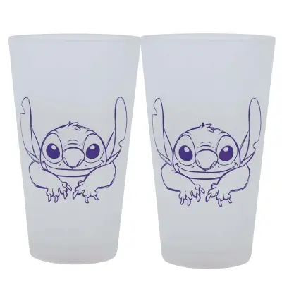 Disney, Komplet 2 kozarca 490 ml Stitch z matirano dekoracijo v škatli, Prozorno