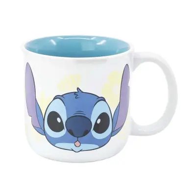 Disney, Skodelica 400 ml Stitch s tropskim motivom iz zbirke Palms v škatli, Bela / Modra