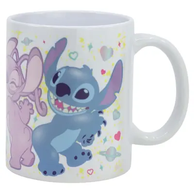 Disney, Vrč Stitch iz visokokakovostne keramike 325 ml Kolekcija Stitch in Angel, Bela
