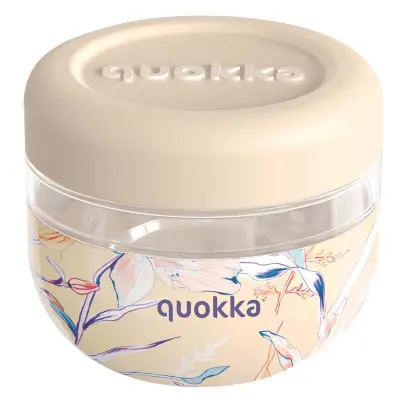 Quokka, Posoda za hrano z vintage cvetličnim motivom 500ml s pokrovom, Bež