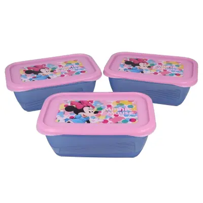 Minnie Mouse, Set 3 nepredušnih posod za hrano 540ml brez BPA, Roza