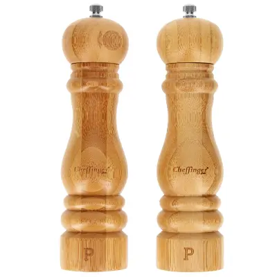 Cheffinger, Komplet 2 združljivih mlinov Mlinček za sol/poper keramični Nastavljiv, Marron / Beige