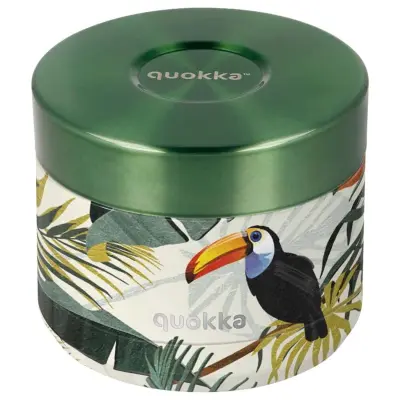 Quokka, Posoda za hrano 360ml, model Whim z tropskim motivom, Zelena