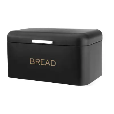 Cheffinger, Škatla za kruh z aluminijastim ročajem 34x20x18cm, velika prostornina, Črna