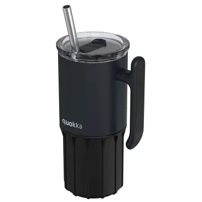 Quokka, Termo steklenica 720ml, model Umi z vgrajeno slamico in ročajem, Črna