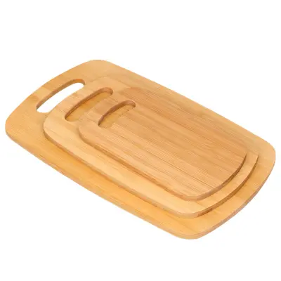 Cheffinger, Komplet 3 ultra trpežnih bambusovih desk za rezanje Ekološki, Svetlo rjava