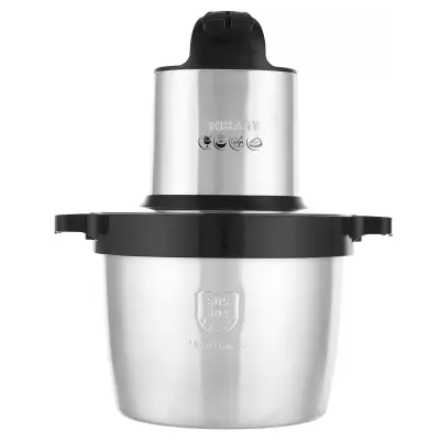 Sokany, Električni Sekljalnik Inox Posoda 2L za Meso Zelenjavo Dvojna Rezila Močan, Črna / Srebrna